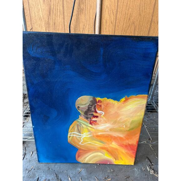 Ricardo Cobian Other - "Monk On Fire" original Painting By Ricardo Cobian 20X15.5